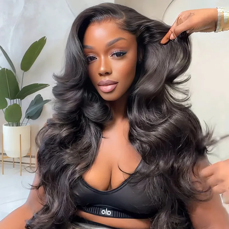 Natural black loose wave butterfly layered wig