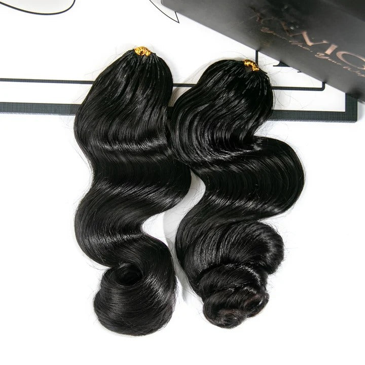 Natural black loose-wave crochet human hair strands